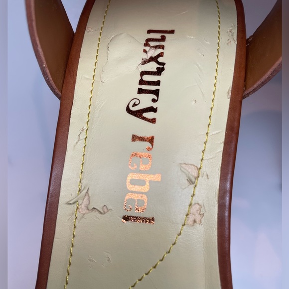 Women Platform Faux wood heels open toe with buckle size 38.5 Macy’s brand - Picture 2 of 10